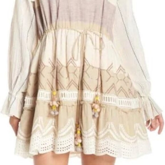 New HEMANT & NANDITA Mana Stripe Tassel Ties Boho Mini Dress M MSRP $330 - Picture 3 of 9